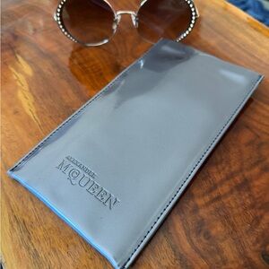 Alexander McQueen Silver Sunglasses Sleeve NWOT